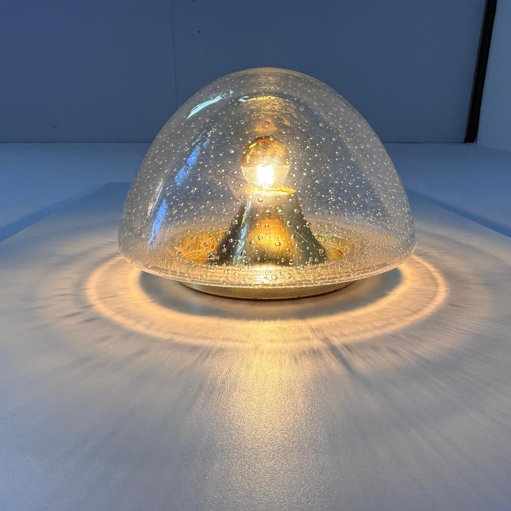 Hoffmeister bubble glass gouden plafond- of wandlamp, Ophalen of Verzenden, Zo goed als nieuw, Glas, Vintage