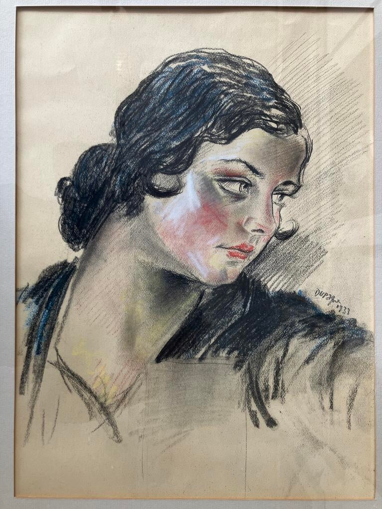 Pasteltekening Adrien Dupagne (1889-1980) Spaanse schone, Enlèvement ou Envoi