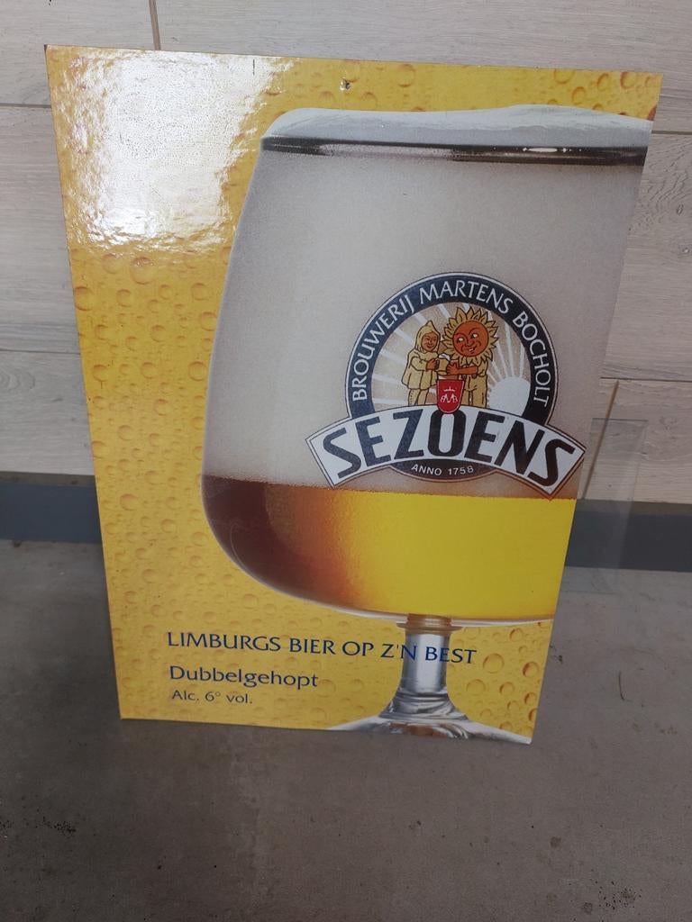 Panneau publicitaire : saisons de la bière, Enlèvement ou Envoi, Comme neuf, Panneau, Plaque ou Plaquette publicitaire, Autres marques