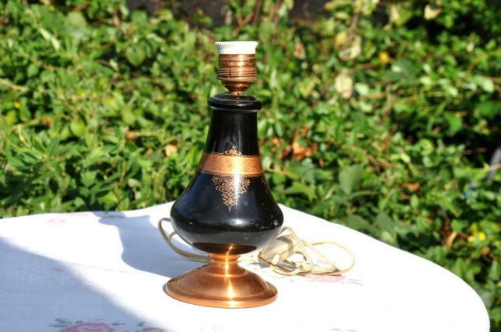 § pied de lampe cuivre et faience art deco, Enlèvement ou Envoi