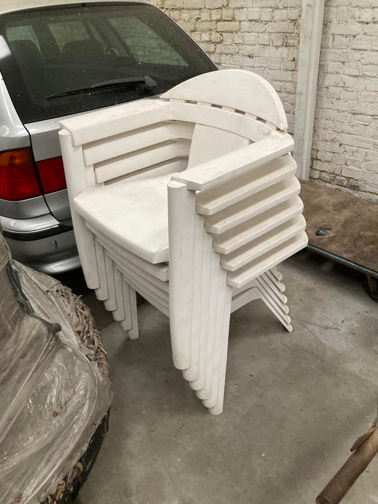 6 brede stoelen in kunststof, Tuin en Terras, Ophalen, Zo goed als nieuw, Kunststof