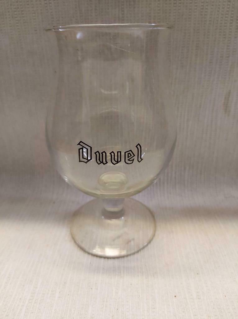 Bierglas Duvel zwarte open letters, Ophalen of Verzenden, Gebruikt, Gebruiksvoorwerp
