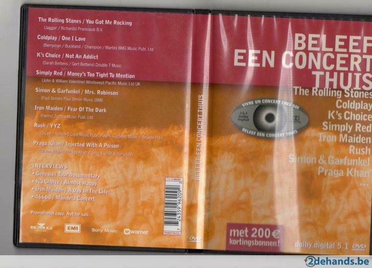 beleef een concert in huis music DVD-ORIGINEEL