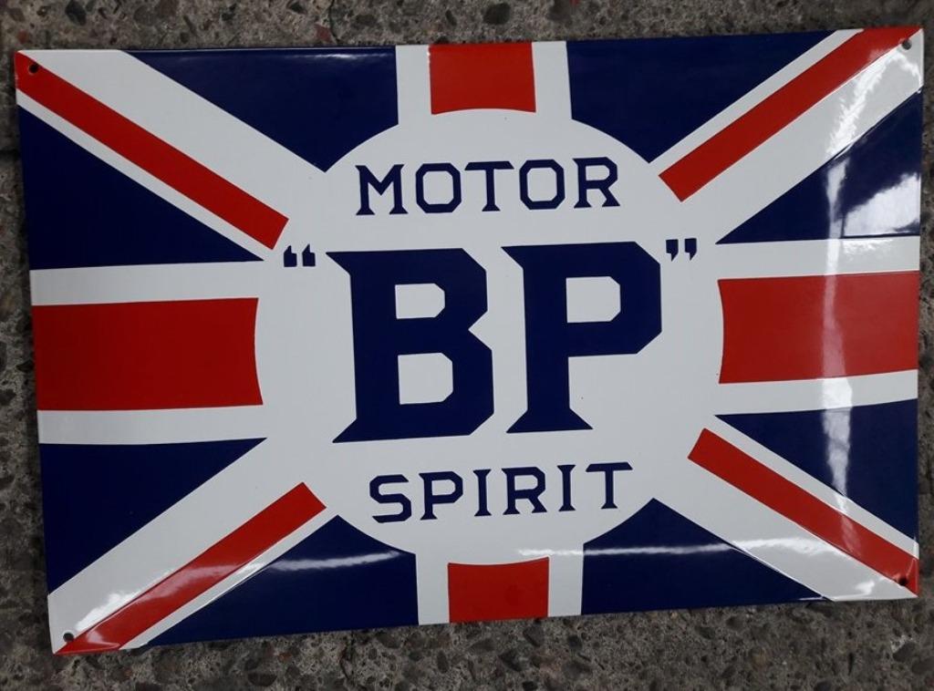 BP motor spirit emaille reclame bord garage showroom mancave, Verzamelen, Ophalen of Verzenden, Zo goed als nieuw, Reclamebord