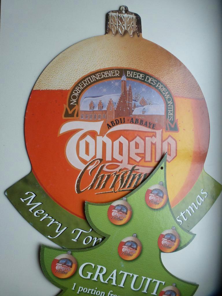 BIERRECLAME KERSTMIS TONGERLOO, Ophalen of Verzenden, Zo goed als nieuw, Reclamebord, Plaat of Schild