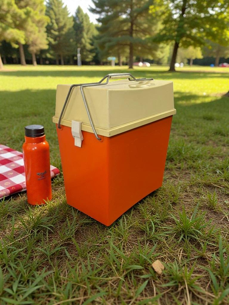vintage oranje frigobox / koelbox, Caravans en Kamperen, Koelboxen, Koelbox, Ophalen of Verzenden