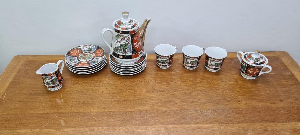 Chinees Arabisch porseleinen koffie servies, Ophalen, Zo goed als nieuw, Porselein, Kop en/of schotel