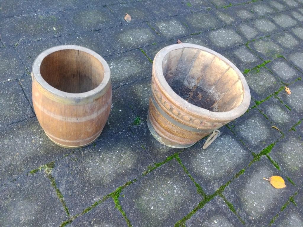 houten potten, Huis en Inrichting, Woonaccessoires | Vazen, Ophalen of Verzenden, Gebruikt, Overige kleuren, Overige materialen