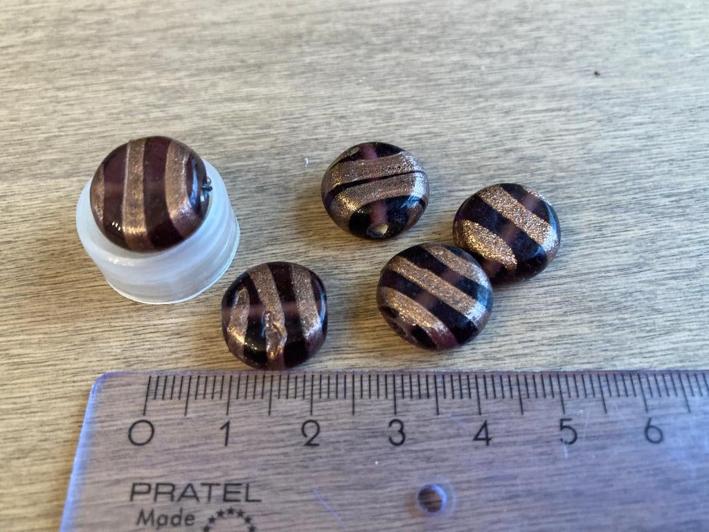 Indische kraal amethist bronskl. strepen 15 mm - 5 stuks, Ophalen of Verzenden, Nieuw, Kraal