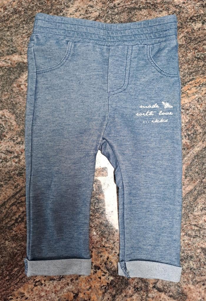 Mt 6m - 68 Broekje denimlook ikks, Broekje, IKKS, Ophalen of Verzenden, Zo goed als nieuw