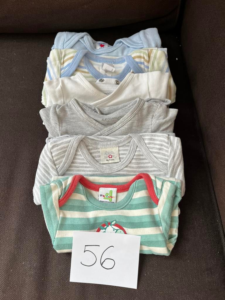 Pakket 6x body’s - maat 56, Kinderen en Baby's, Nacht- of Onderkleding, Jongetje of Meisje, Ophalen of Verzenden, Zo goed als nieuw