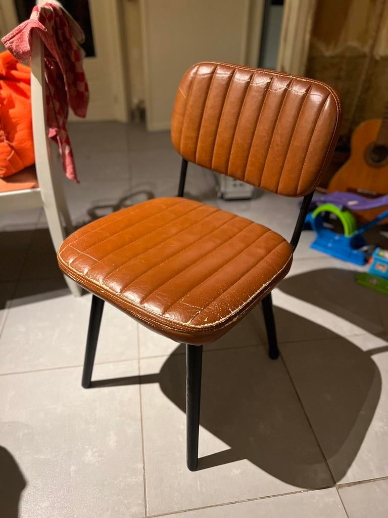 4 comfortabele stoelen, Ophalen, Gebruikt, Bruin, Leer