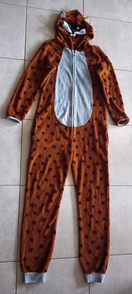 verkleedpak/onesie bruine wasbeer maat 158-164, Ophalen of Verzenden, Zo goed als nieuw, 158 t/m 164, Jongen of Meisje