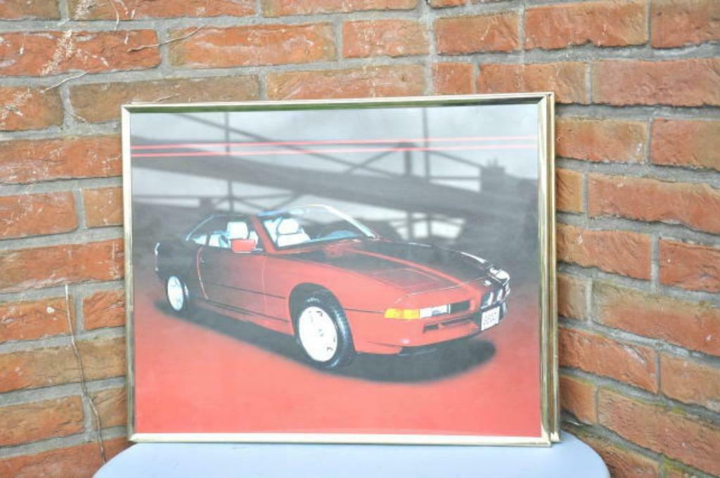 § cadre tour doré poster bmw (1), Maison & Meubles, Enlèvement ou Envoi, Comme neuf, Synthétique, Moins de 50 cm