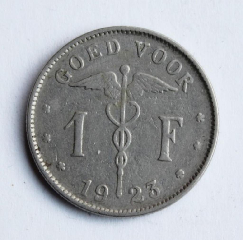1 FRANK ALBERT 1 BELGIE 1923 VL, Postzegels en Munten, Ophalen of Verzenden, Overig, Losse munt