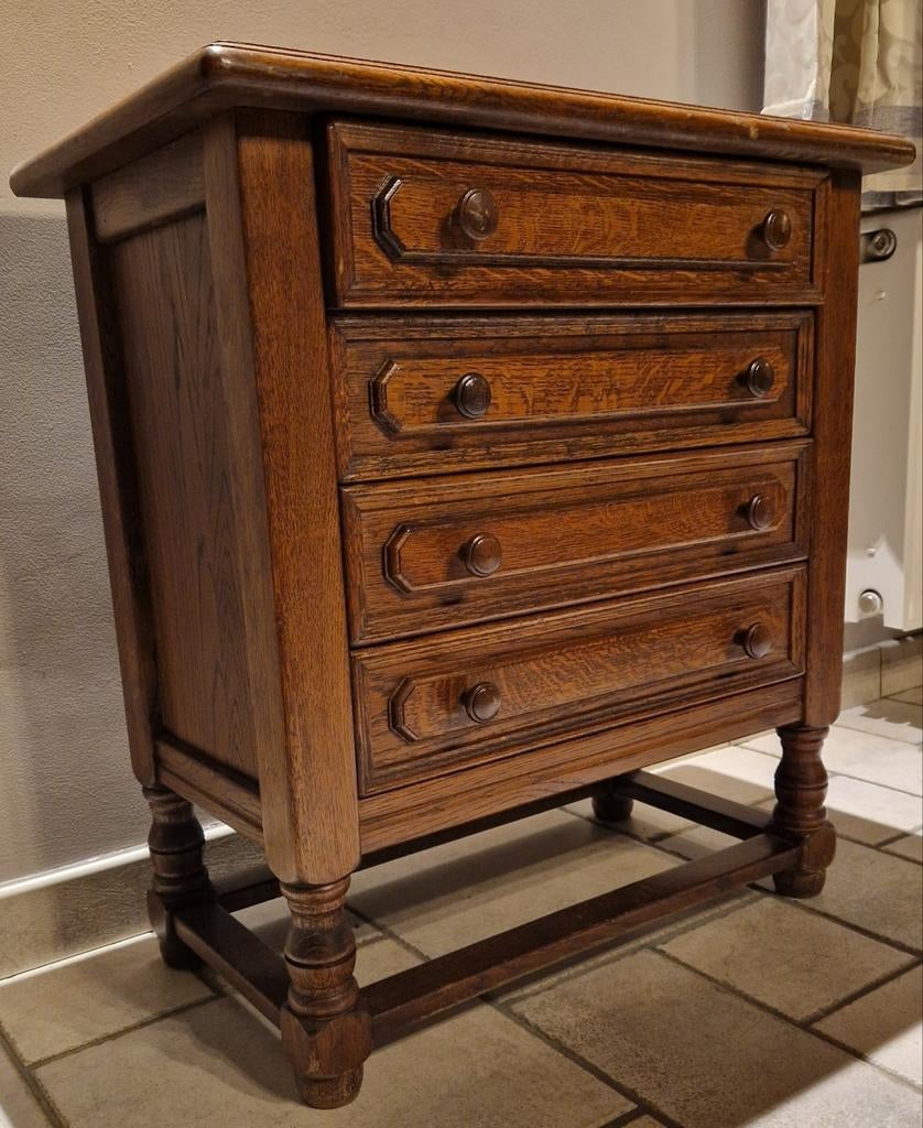 Kastje met 4 lades, Huis en Inrichting, Kasten | Ladekasten, Ophalen, Klassiek, Eikenhout, 50 tot 100 cm