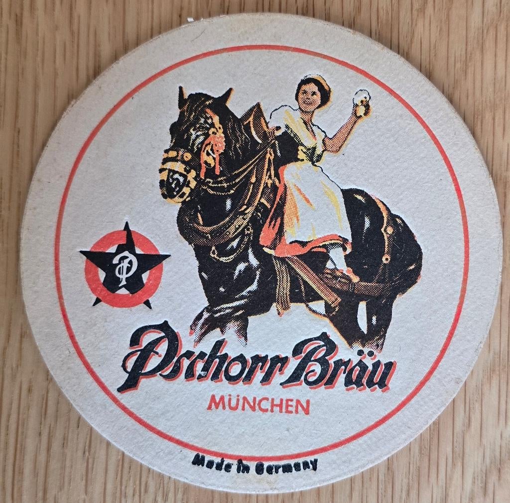 Pschorr Bräu Bierviltje Bierdeckel Onderzetter, Verzamelen, Verzenden, Gebruikt, Viltje(s)