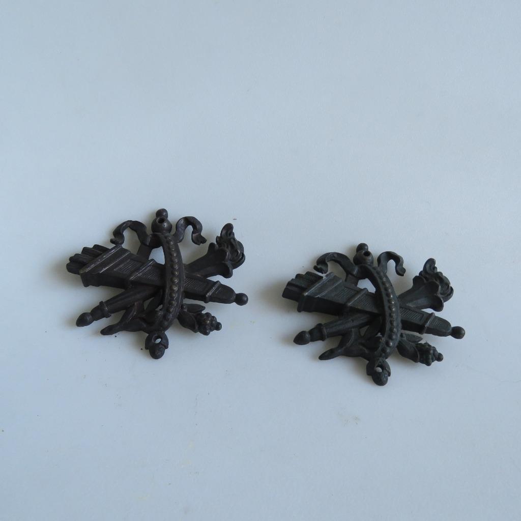 Antiek paar bronzen ornamenten Frans meubelbeslag 1897, Ophalen of Verzenden