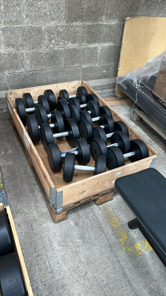 Lot d’haltères TechnoGym de 10 à 40 KG, Ophalen of Verzenden, Gebruikt, Benen, Dumbbell