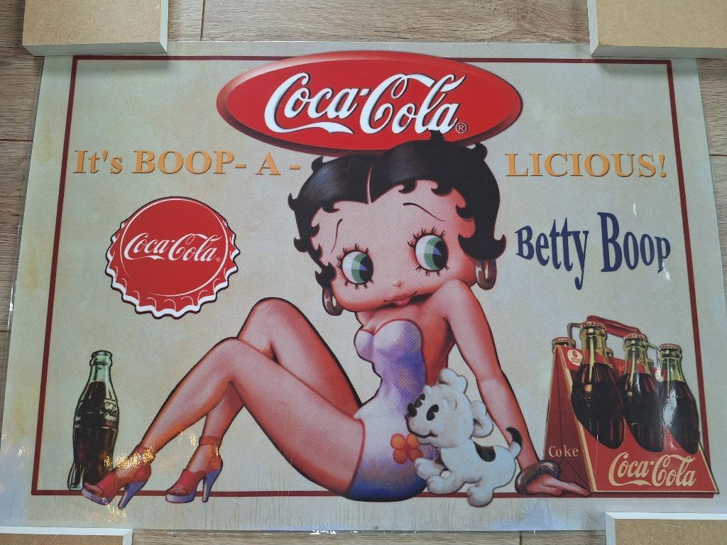 Poster betty boop en coca cola, Gebruikt, Deurposter of groter, Rechthoekig Liggend, Ophalen of Verzenden
