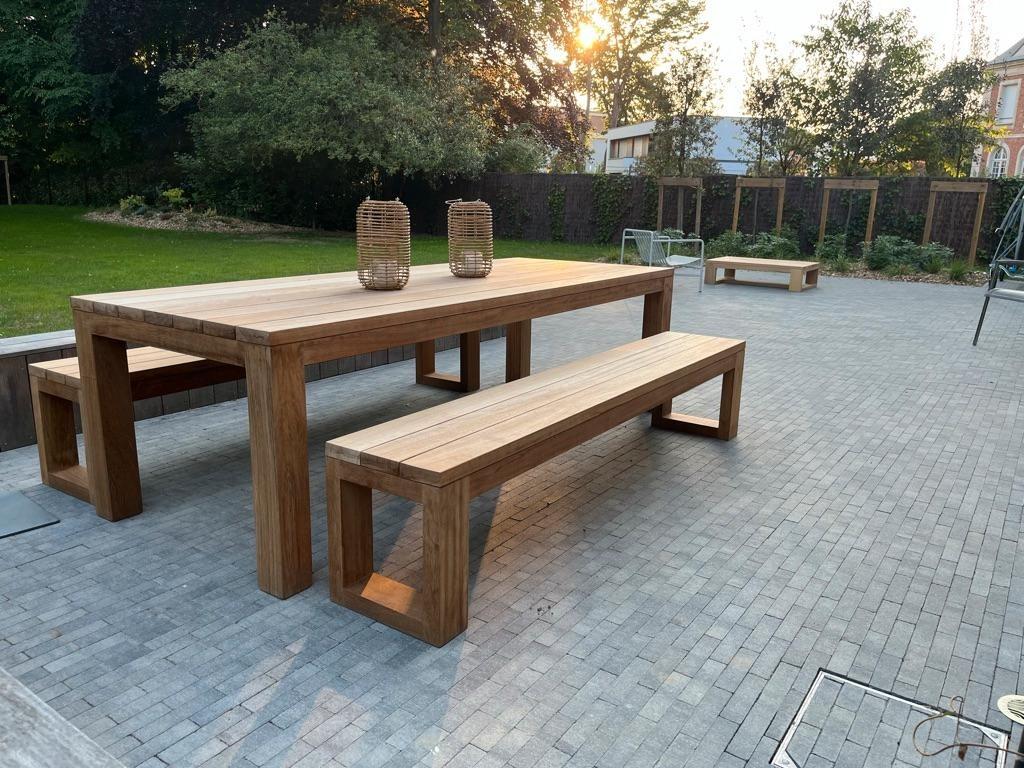te koop moderne teak tuinset, Tuin en Terras, Ophalen, Teakhout, Nieuw, Bank