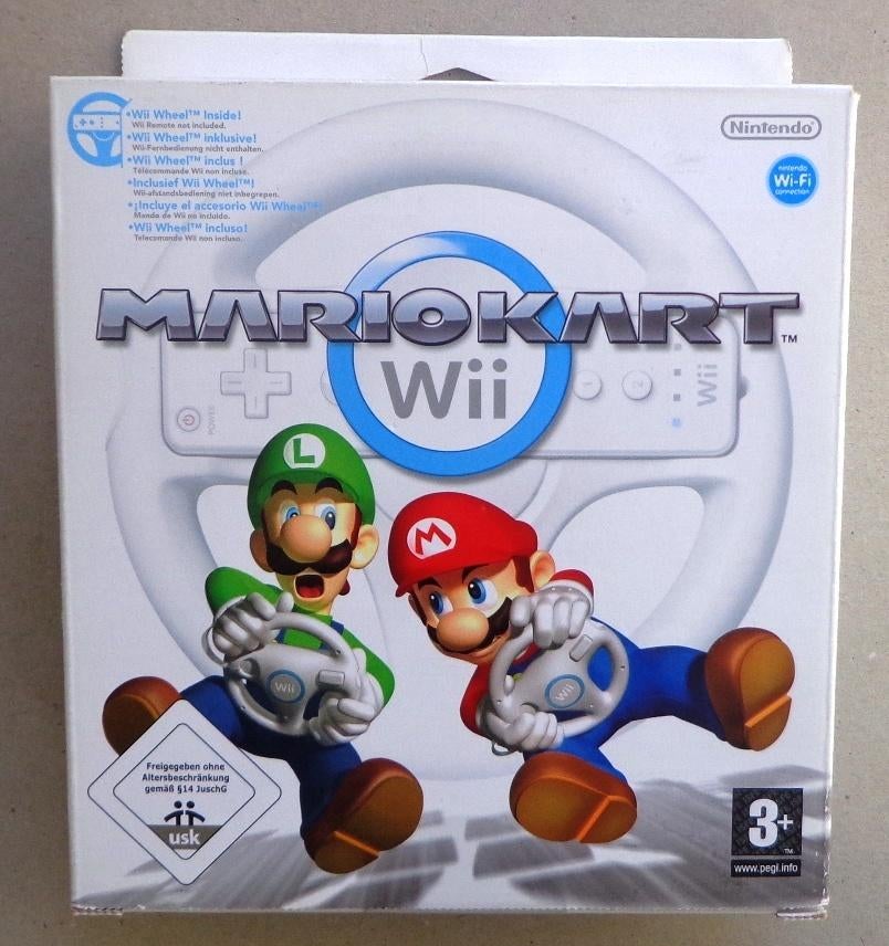 Mario Kart + origineel stuurtje voor Wii Compleet in doos, Racen en Vliegen, Ophalen of Verzenden, Zo goed als nieuw, 3 spelers of meer