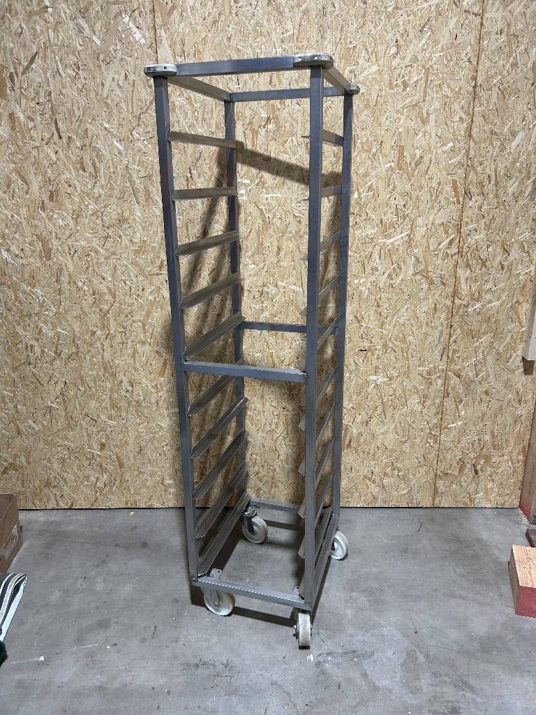 Chariot en inox sur roulettes pour plateaux, Enlèvement ou Envoi, Utilisé, Transport et Stockage