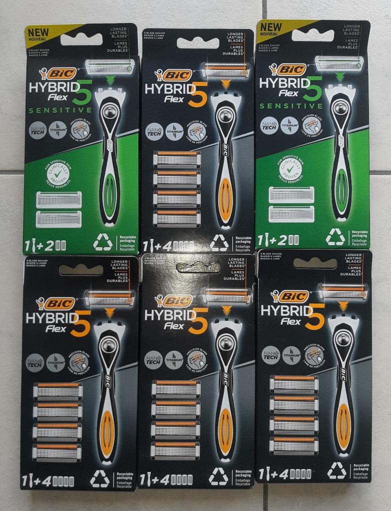 Rasoirs Bic Hybrid Flex5 + Lames de recharge, Enlèvement ou Envoi, Neuf, Tout le visage, Soins