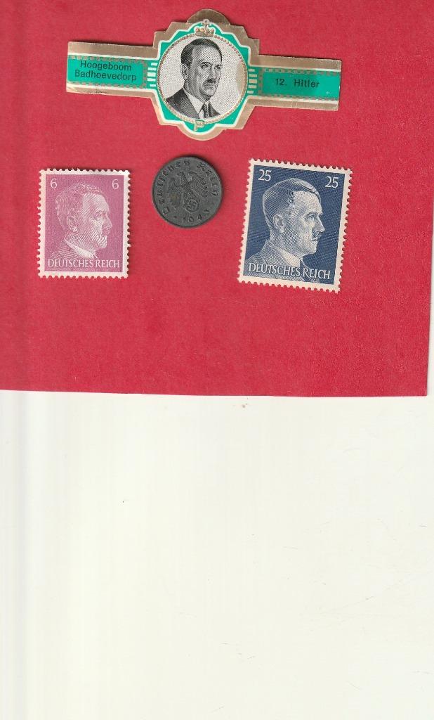 lot de 4 pièces d'Hitler 2 timbres non estampillés Mun, Envoi, Empire allemand, Non oblitéré
