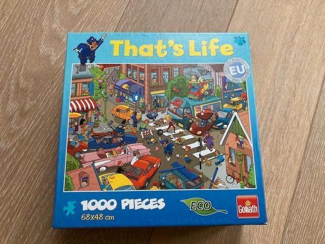 Puzzel Car Crash - Verkeerschaos That's Life Goliath, Ophalen of Verzenden, 500 t/m 1500 stukjes, Gebruikt, Legpuzzel