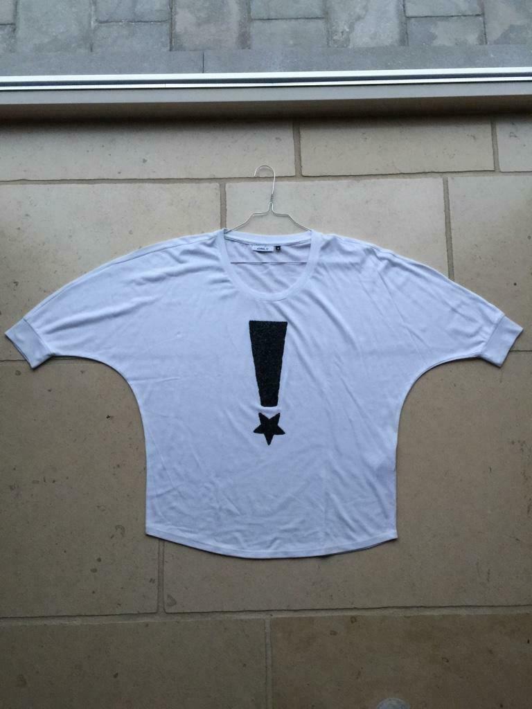 Wit dames shirt 'ONLY', met uitroepteken vooraan, M: small, Only, Wit, Ophalen of Verzenden, Lange mouw