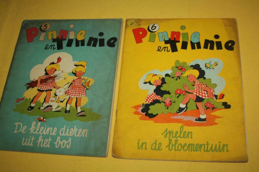 Pinnie en Tinnie nr 5 en 6 ( 1e druk 1960 ) slechte staat, Boeken, Meerdere stripboeken, Ophalen of Verzenden, Gelezen