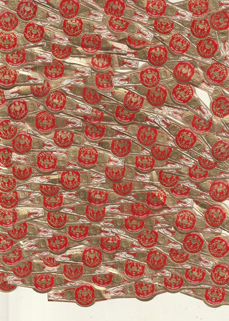 lot van 100 stuks oude sigarenbandjes van Vengelier ,zie fot, Verzamelen, Verzenden, Gebruikt, Sigarenbandjes