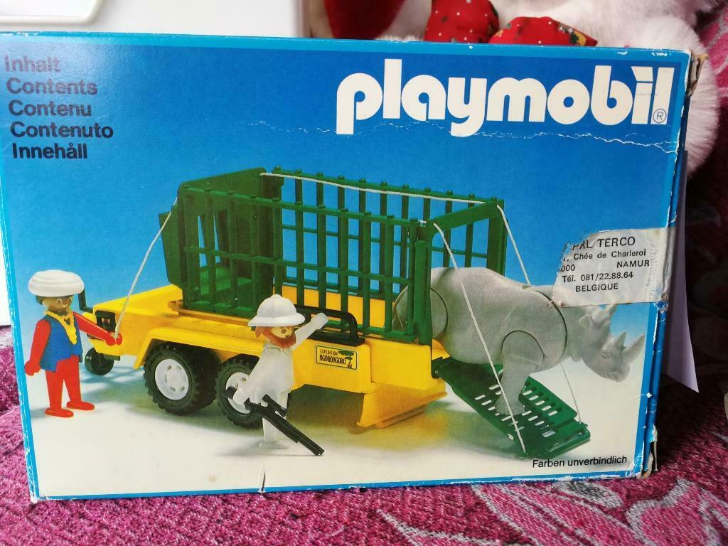 Remorque à barreaux avec rhinocéros Playmobil, Enlèvement ou Envoi, Utilisé