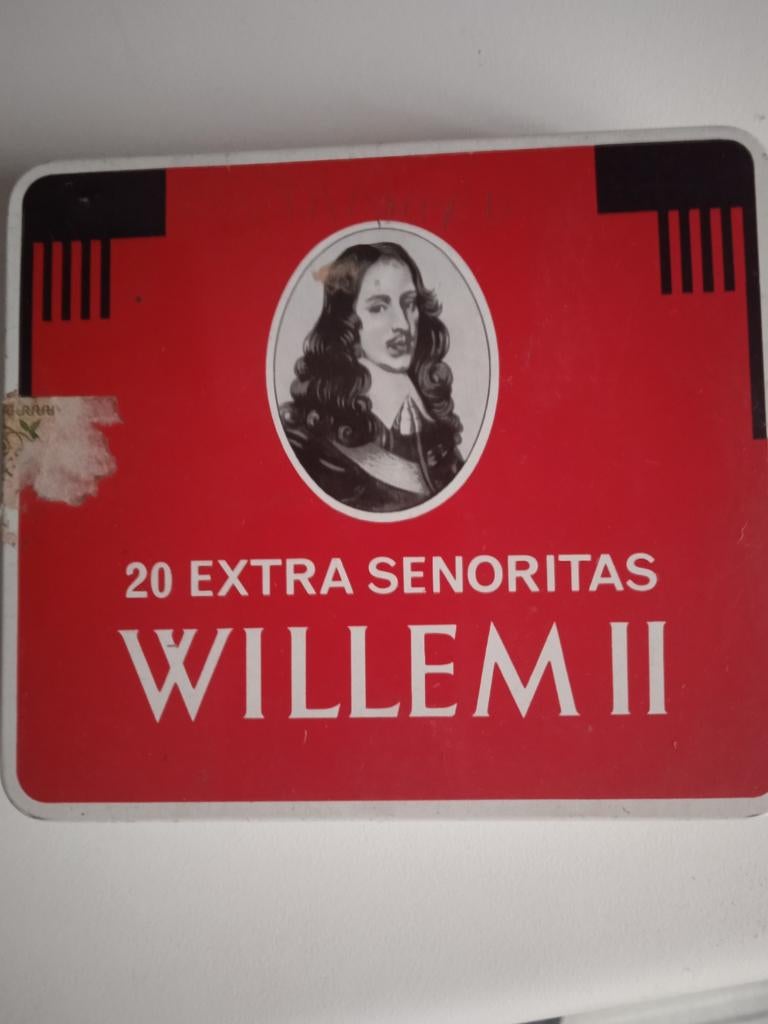 Blikken sigarendoosje Willem II, in heel goede staat, Verzamelen, Ophalen of Verzenden, Zo goed als nieuw