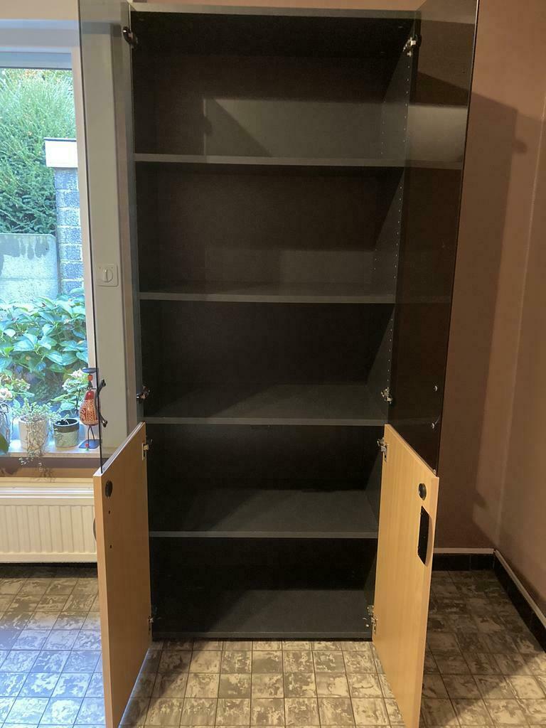 Bibliotheekkast, Huis en Inrichting, Kasten | Boekenkasten, Ophalen, Zo goed als nieuw, Glas, Met deur(en)