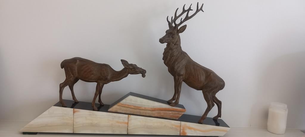 Art deco beeld, Antiek en Kunst, Ophalen, Brons