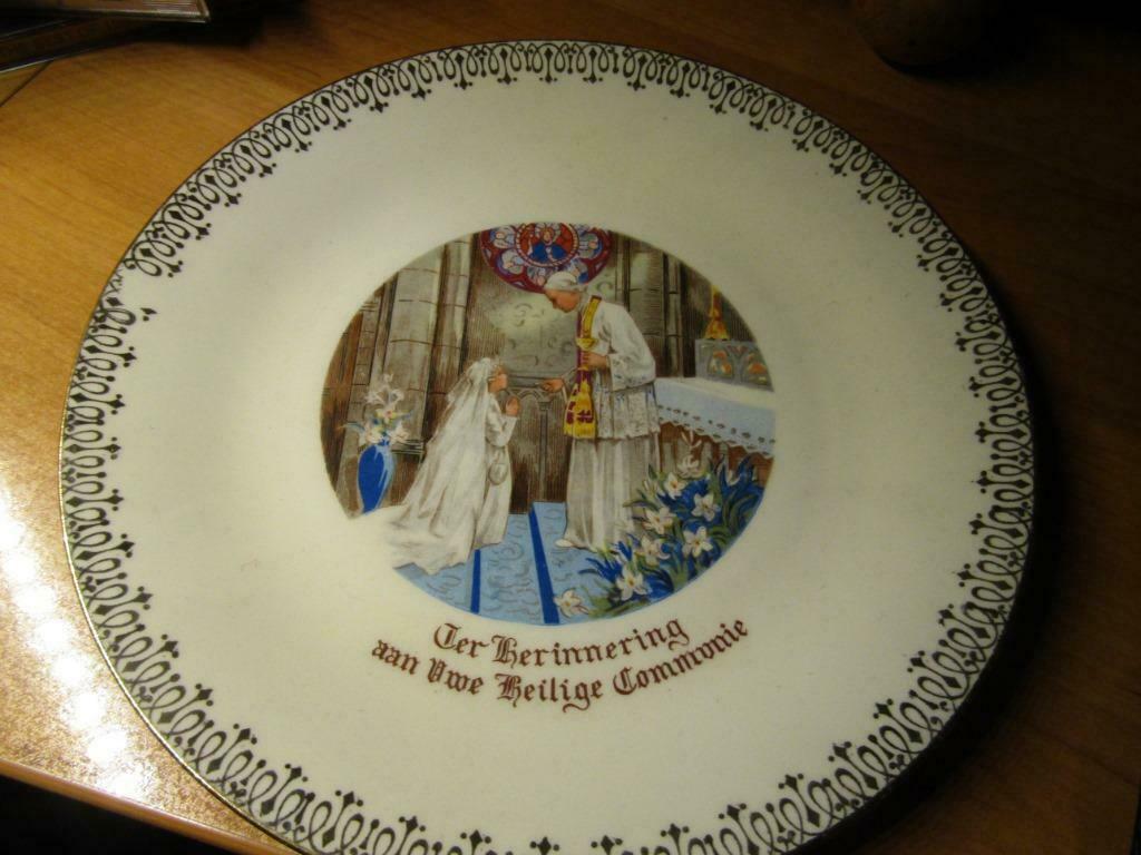 Antiek Plechtige communie bord, Ophalen of Verzenden