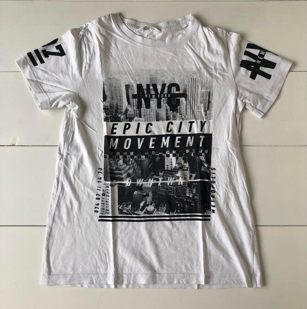 wit t-shirt H&M 146 152 NYC, Gebruikt, H&M, Ophalen of Verzenden, Shirt of Longsleeve