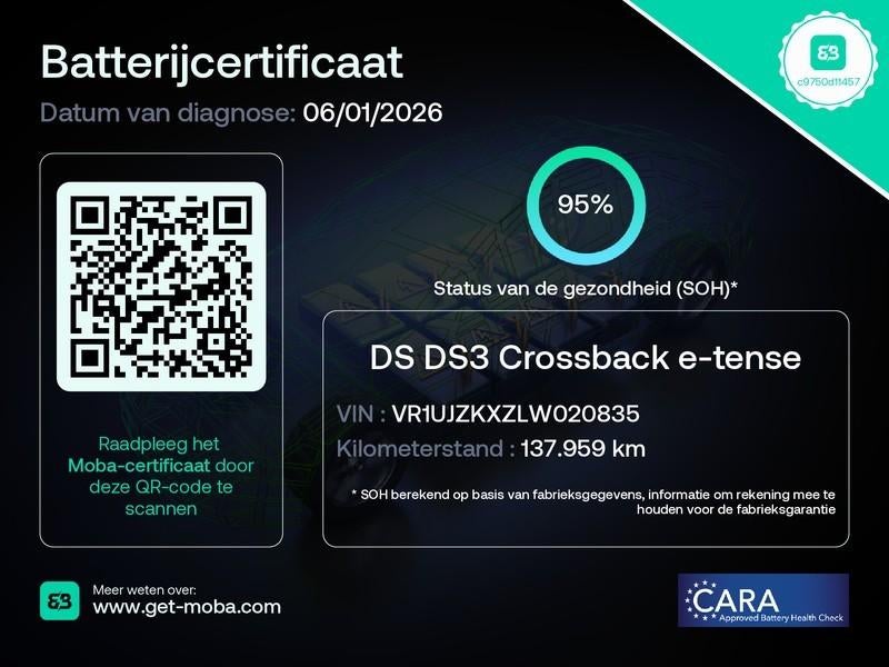 DS3 Crossback | Electric Drive Grand Chic | 50 kWh |, Auto's, Euro 6, Leder en Stof, Wit, 5 deurs