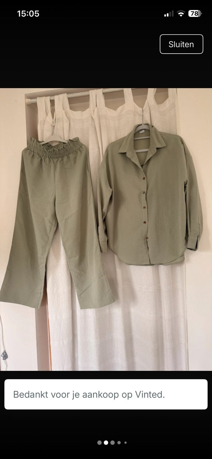 Hemd en bijpassende broek kaki M, Kleding | Dames, Ophalen, Gedragen, Maat 38/40 (M), Groen
