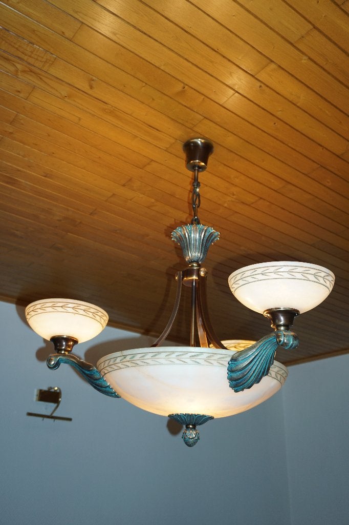 Mariner Luxury light - plafondlamp / luster - brons & albast, Ophalen