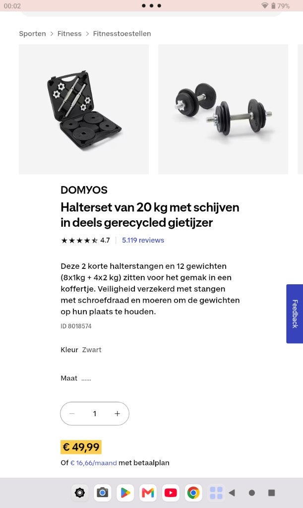 Halterset 40 kg te koop van domyos, Ophalen, Zo goed als nieuw, Halterset