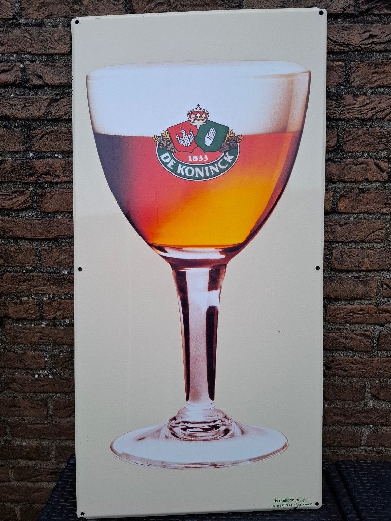 Groot Emaillebord brouwerij De Koninck (Emaillerie Belge), Verzamelen, Ophalen of Verzenden, Zo goed als nieuw, Reclamebord, Plaat of Schild