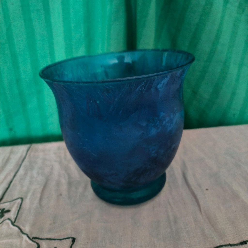 Vintage blauwe kom van geblazen glas in BIOT-stijl, Antiek en Kunst, Ophalen of Verzenden