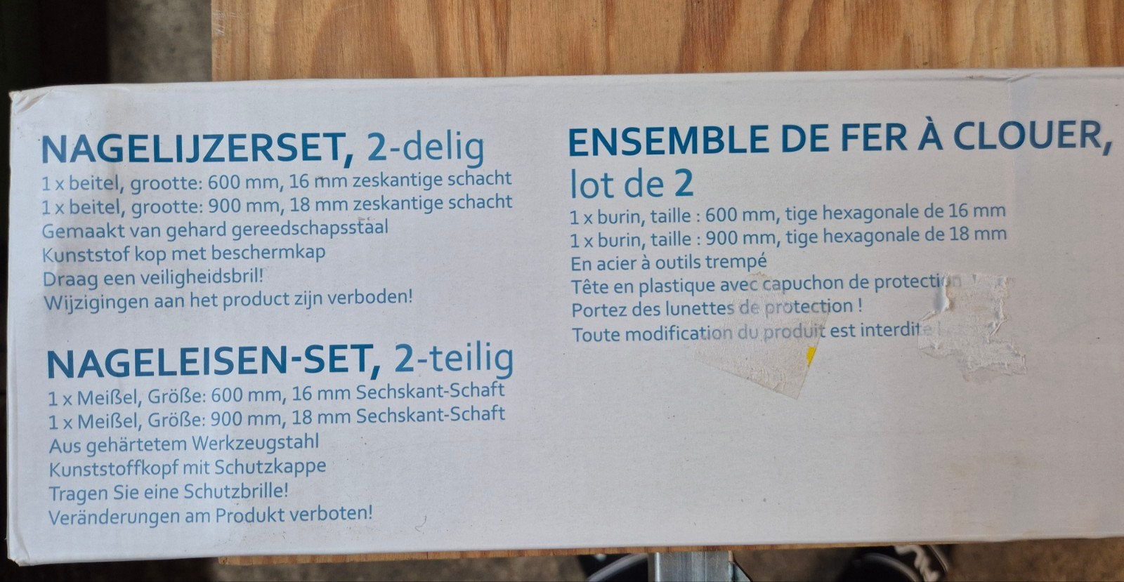 Nieuw nagelijzer - breekijzerset...

1x 900mm groot met 18mm, Ophalen, Nieuw, Beitel, Overige merken