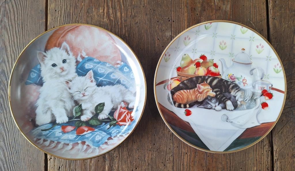 2 x assiettes décoratives pour chat/chat, Enlèvement ou Envoi