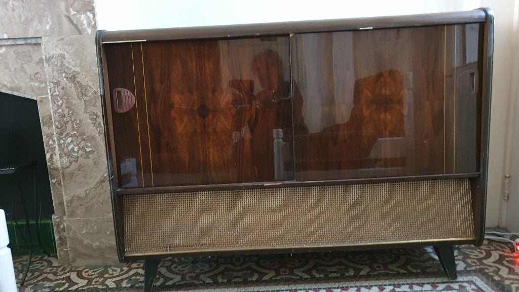 Vintage radio/platenspeler -  meubel, Enlèvement, Radio