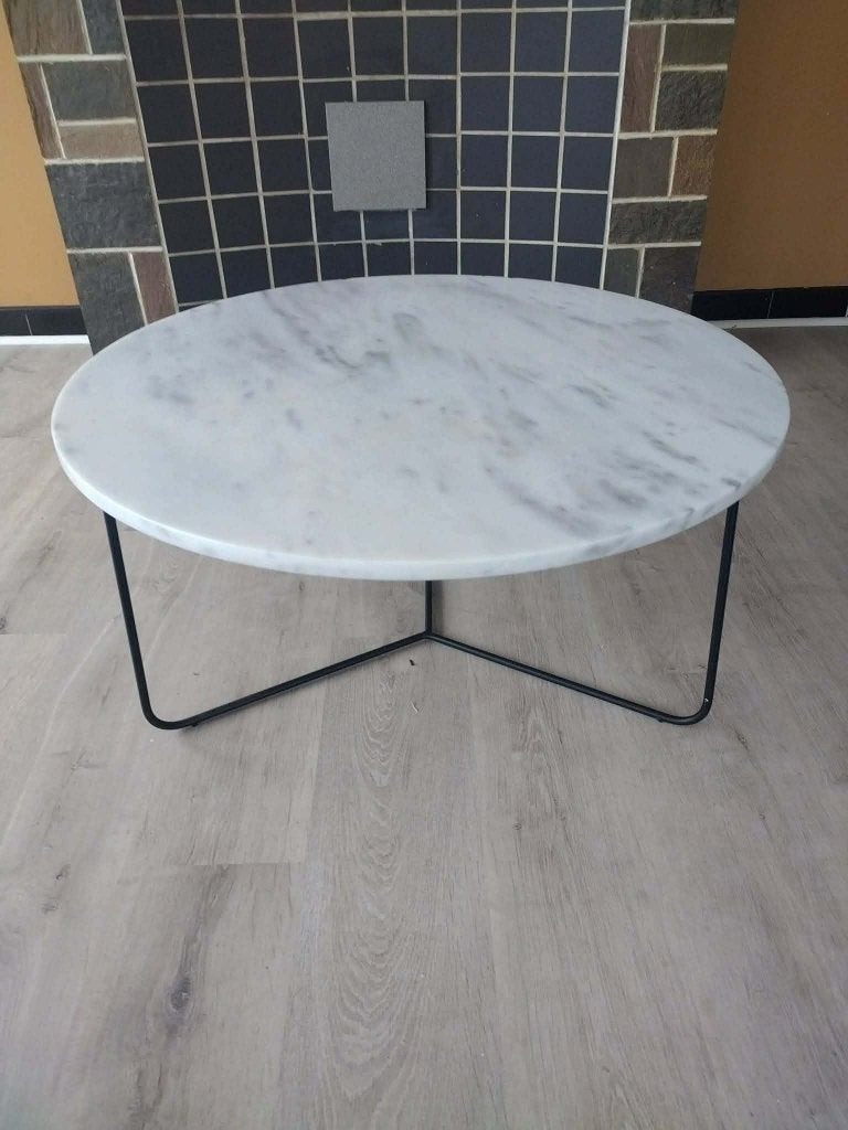 table basse en marbre de Carrare, Maison & Meubles, 50 – 75, Rond, Comme neuf, Enlèvement