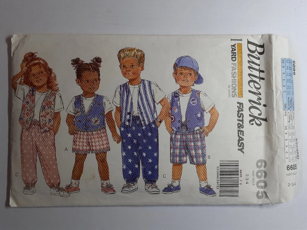Naaipatroon Butterick 6605 VINTAGE, Hobby en Vrije tijd, Kledingpatronen, Overige merken, Overige typen, Kind, Ophalen of Verzenden